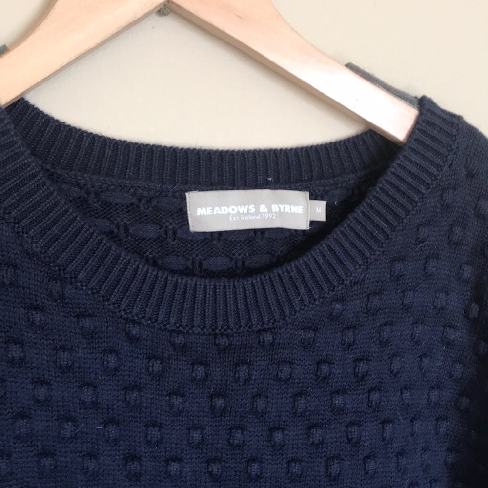 Meadows & Byrne navy detailed cozy crew sweater